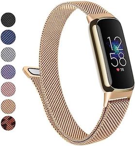 Metal Band for Fitbit Luxe Bands Women Men, Stainless Steel Mesh Loop Adjustable Magnetic Wristband Replacement Strap Compatible with Fitbit Luxe Fitness and Wellness Tracker (Rose Gold)