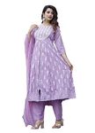 JD Finishing Rayon Printed Kurta with Pants & Dupatta Set for Women Long Middle Cut Kurtis Girls Stylish Latest New Trending Design Anarkali kurta Ankle Lenght Straight Kurta (Medium, Lavender)