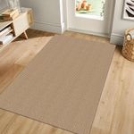 Ivissy Braided Area Rug 3x5 Ft Washable Rugs for Entryway Throw Rugs with Rubber Backing Boho Door Mat Indoor Entrance Cotton Kitchen Rugs Woven Front Door Rug for Foyer Living Room, Natural