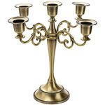 YOUEON 5 Arm Candelabra, 10.4 Inch Antique Bronze Candle Holder Bronze Candelabra Candlestick Holder for 1 Inch Diameter Pillar Candles, Taper Candles Holder, Candelabra Decoration, Wedding