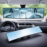 ZELVRA Wide Angle Rear View Mirror for Car – Panoramic Interior Rearview Mirror with Curved HD Glass, Anti-Glare, Universal Fit, Extended Field of View (1 Piece)