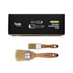 Hemway Chalk, Lacquer & Wax Oval Paint Brush Set Pack of 2 | For Painting & Decorating Furniture, Walls, Wood, Skirting, Cupboard, Fence | 1.1 Inch & 2 Inch Oval Chalk Paint Brushes Set