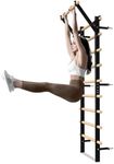 GMWD Swedish Ladder Wood Stall Bar, Suspension Trainer with Pull-Up Bar and Dip Bar Attachments, Wooden Stall Bar with 9 Strategic Rods for Core Strengthening and Stretching Balanced