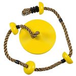 Shopster Climbing Rope Tree Swing with Platforms and Hanging Disc Swings Seat, Outdoor Backyard Playground Swingset Accessories with 78" with Carabiner (Yellow)