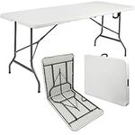 Anji DEPOT 6ft Folding Trestle Table, Heavy Duty Trestle Picnic Garden Table (White)