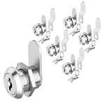 5 Pack Premium Cabinet Cam Locks Keyed Alike, 5/8 Inch Cam Lock Set, Secure Files Drawers Mailbox RV Camper Door Tool Box, Zinc Alloy