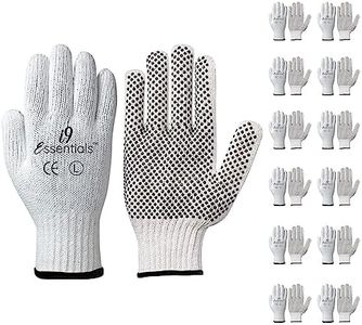 I9 Essentials Multi-Purpose Cotton Work Gloves Men/Women Large - Poly/Cotton Gloves with Rubber Dots 12 Pairs - Breathable Safety Gloves for Mechanic,Warehouse, Construction, Gardening, Woodworking