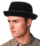 Mealah 1920s Porkpie-Hat Boater-Fedora-for Men - Wool-Felt-Bowler-Derby-Hat for Women Man (Size:S/M), Black, Medium