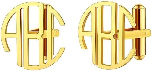 Personalized Cufflinks for Men Gold Plated Custom Letter Cuff Links Shirt Accessory Gifts for Dad Father's Day
