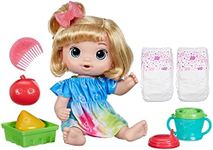 Baby Alive Fruity Sips Doll, Apple, Toys for 3 Year Old Girls, 12-inch Baby Doll Set, Drinks & Wets, Pretend Juicer, Kids 3 and Up, Blonde Hair