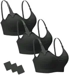 Stelle Nursing Bras Maternity Bra for Breastfeeding Pregnancy Wireless Bralette with Pads, Extenders (3 Black,XL)