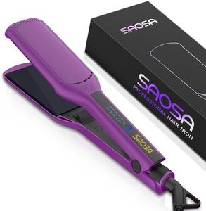 SAOSA Hair Straighteners for Thick Hair, Wide Ceramic Flat Iron for Women, Wide Straightening Irons for Thick Hair & Black Woman Hair Fast Styling, Dual Voltage, Auto Off, Purple