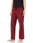 Amazon Essentials Women's Lightweight Flannel Pajama Pant, red Buffalo Check, Large