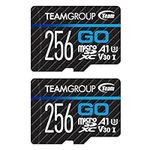 TEAMGROUP GO Card 256GB x 2 Pack Micro SDXC UHS-I U3 V30 4K for GoPro & Action Cameras High Speed Flash Memory Card with Adapter for Outdoor, Sports, 4K Shooting TGUSDX256GU364