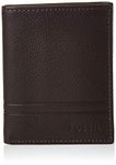 Fossil Men's Trifold Tri-Fold Wallet, Wilder Dark Brown, One Size