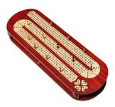 Palm Royal Handicrafts - 4 Track Continuous Cribbage Board Inlaid in Blood Wood and Maple . Storage Available