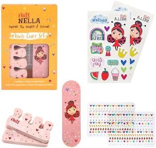 MISS NELLA NAIL KIT- Nail accessories set for kids- nail stickers, tattoos, nail filer & toe separators- all designed for children hands & toes