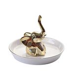 RRMMAN Glazed Ceramic Ring Dish, Royal Gold Antler Deer Ring Holder Dish, Jewelry Dish, Ring Holder for Jewelry, Rings, Earrings & Necklaces (Golden elephant)