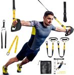 Home Suspension Training Kit with Suspension Trainer, Straps & Bands – Adjustable Full-Body Workout System for Home Gym, Yoga, Pilates, Travel | Compact Design (Yellow)