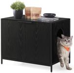 Feandrea Litter Box Enclosure, Modern Cat Litter Box Furniture Hidden, with Handles, Magnetic Locks, Cat House, Side End Table, 28.5 x 19.5 x 23 Inches, Ebony Black UPCL011B02