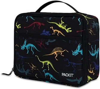 PackIt Freezable Lunch Box, Dino Fossils Neon, Built with EcoFreeze Technology, Collapsible, Reusable, Zip Closure, Perferct for Fresh Meals On The Go