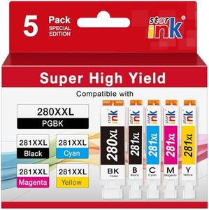 starink Compatible Ink Cartridge Replacement for Canon 280 281 XXL PGI-280XXL CLI-281XXL for Pixma TR8520 TR8620 TS6220 TS6320 TR7520 TS6120 TS9120 TS8120 TS8320 Printer, 5 Packs( PGBK Black C M Y)