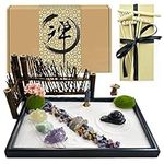 Artcome Japanese Zen Sand Garden Kit for Desk with Rake, Stand, Rocks and Mini Furnishing Articles - Office Desktop Accessories - Meditation Gifts