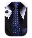 Hi-Tie Ties for Men Silk Men Tie Sets Necktie Pocket Square Cufflinks Wedding Business Formal Party,blue gold plaid