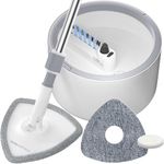 VENETIO Innowellclean Water Filtration Triangle Spin Mop and Bucket Set for Floor Cleaning - Self Wringing/Dry/Wet All-in-One Microfiber Mop System for Home Hardwood, Laminate, Tile (2 Pads)