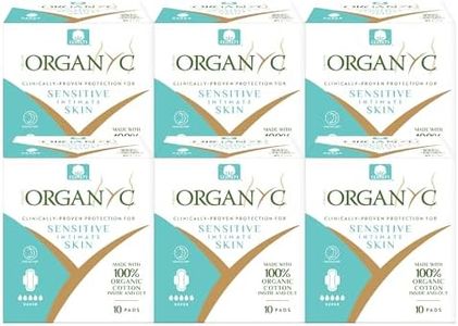 Organyc New Version 100% Certified Organic Cotton Inside and Out Overnight Feminine Pads, Heaviest Flow, Super Absorbency 2.0, 7 Count (6 Pack)