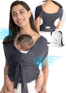 Konny Baby Carrier FLEX AirMesh - Adjustable Air-Mesh Carrier, Hassle-Free, Easy to Wear Infant Sling Wrap, Perfect for Newborn Babies up to 44 lbs Toddlers (XS-XL) - Charcoal
