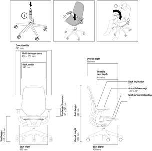 Steelcase Karman Ergonomic Office Chair – Height Adjustable, Black Upholstery