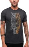 INTO THE AM Fractured Owl T-Shirt - Cool Space Design Tees for Men (Charcoal, Medium)