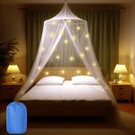 Sublaga Mosquito Net with Luminous Stars Light Bed Canopy Dome Anti-Mosquito Bed Canopy for Baby, Children, Girls or Adults Bed, 60 * 250 * 1200cm