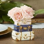 Kate Aspen - Decorative Suitcase Shaped Ceramic Bud Vase (Set of 2) | Destination Wedding Favor & Shelf Decor, Bridal Shower Decorations