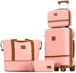 Joyway Luggage Set 3 Piece Suitcase Sets, Expandable Carry on Luggage with Spinner Wheel, Hard Shell Luggage Set with TSA Lock, Pink brown, 4 piece set (13/20inch), Hardside Expandable Travel Laggage