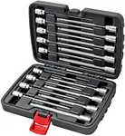 CARBYNE 18 Piece Extra Long Hex (Allen) Bit Socket Set, Ball End | SAE & Metric, S2 Steel Bits, CrV Sockets, Corrosion Resistance, Durable Storage Case | 1/8''-3/8'' SAE / 3mm-10mm Metric, 3/8" Dr.