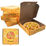 KeaJuidy 12 PCS Pizza Boxes, 7 x 7 Inch Kraft Corrugated Pizza Boxes Yellow Color Printing Cardboard Boxes Takeout Containers Takeaway Shipping Storage Boxes for Pizza Cake Cookies Food (7 inch)