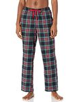 Amazon Essentials Women's Lightweight Flannel Pajama Pant, Black Holiday Plaid, X-Small