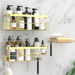 Kegii Gold Shower Caddy Shower Shelf No Drilling Shower Organiser Adhesive Shower Storage Shower Rack Bathroom Accessories