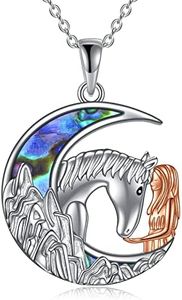 YAFEINI Collar de Caballo con Colgante para Niñas Cadena de Caballo Joyería de Plata de Ley 925 Regalo para Mujeres y Amigas (A)
