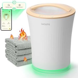 Lagute Bathroom Towel Warmers Bucket with WiFi Control and Time Appointment, Warning Alarm RGB Light, Warm Beige