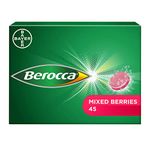 Berocca Vitamin C Effervescent Tablets - Including B Vitamins, Magnesium, Calcium & Zinc - Support Energy Release & Immune System - 45 Tablets - Mixed Berries Flavour