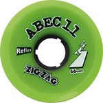 Abec 11 Reflex ZigZags 66mm Longboard Wheels (Set of 4) - Multiple Colours & Hardnesses for Downhill, Cruising & Carving (Lime 80A)
