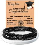 Graduation Gifts for Men Leather Bracelets for Men College Graduation Bracelet for Him Son Grandson Classmate Cuff Bangle 2023 Law School High School Middle Grads Jewelry