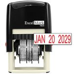 ExcelMark 7820 Self-Inking Rubber Date Stamp – Great for Shipping, Receiving, Expiration and Due Dates – Red Ink