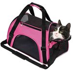 Soft-Sided Foldable Cat/Dog/Pet/Puppy Carrier Bag,Portable Pets Travel Carriers For Cats/Dogs/Pets With Shoulder Strap & Removable Mat,Durable Comfort Cat Basket Airline Approved(Pink,Medium)