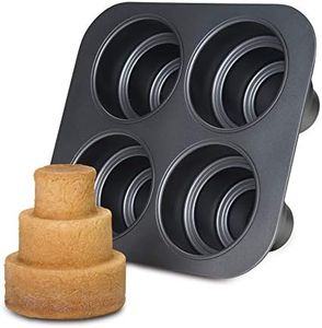 Chicago Metallic Professional 4-Cup Multi-Tier Cake Pan, 10.75-Inch-by-9.75, Grey