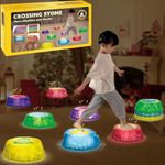 WELIN Balance Stepping Stones for Kids, 8pcs Crossing River Stone with LED Light, Indoor Outdoor Fitness Equipment, Balance Training Toy Obstacle Course, Birthday Gifts for Boys Girls Ages 3+