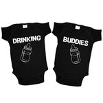 The Shirt Den Drinking Buddies Matching Twin Baby Bodysuits NB Black